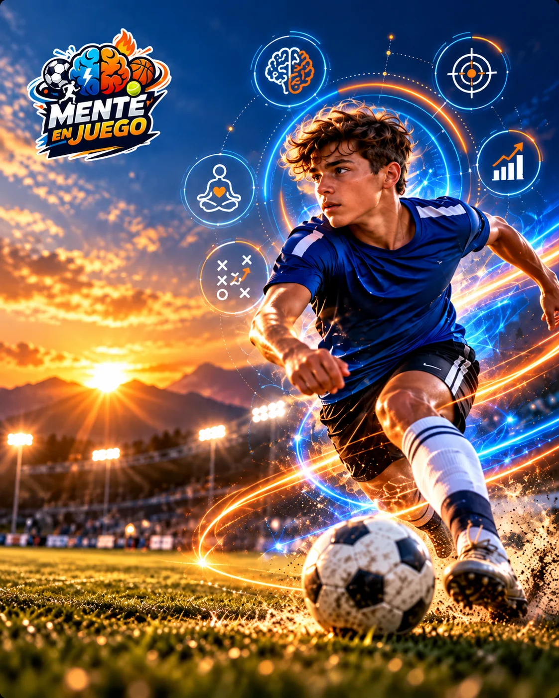 Joven deportista compitiendo con enfoque y control emocional