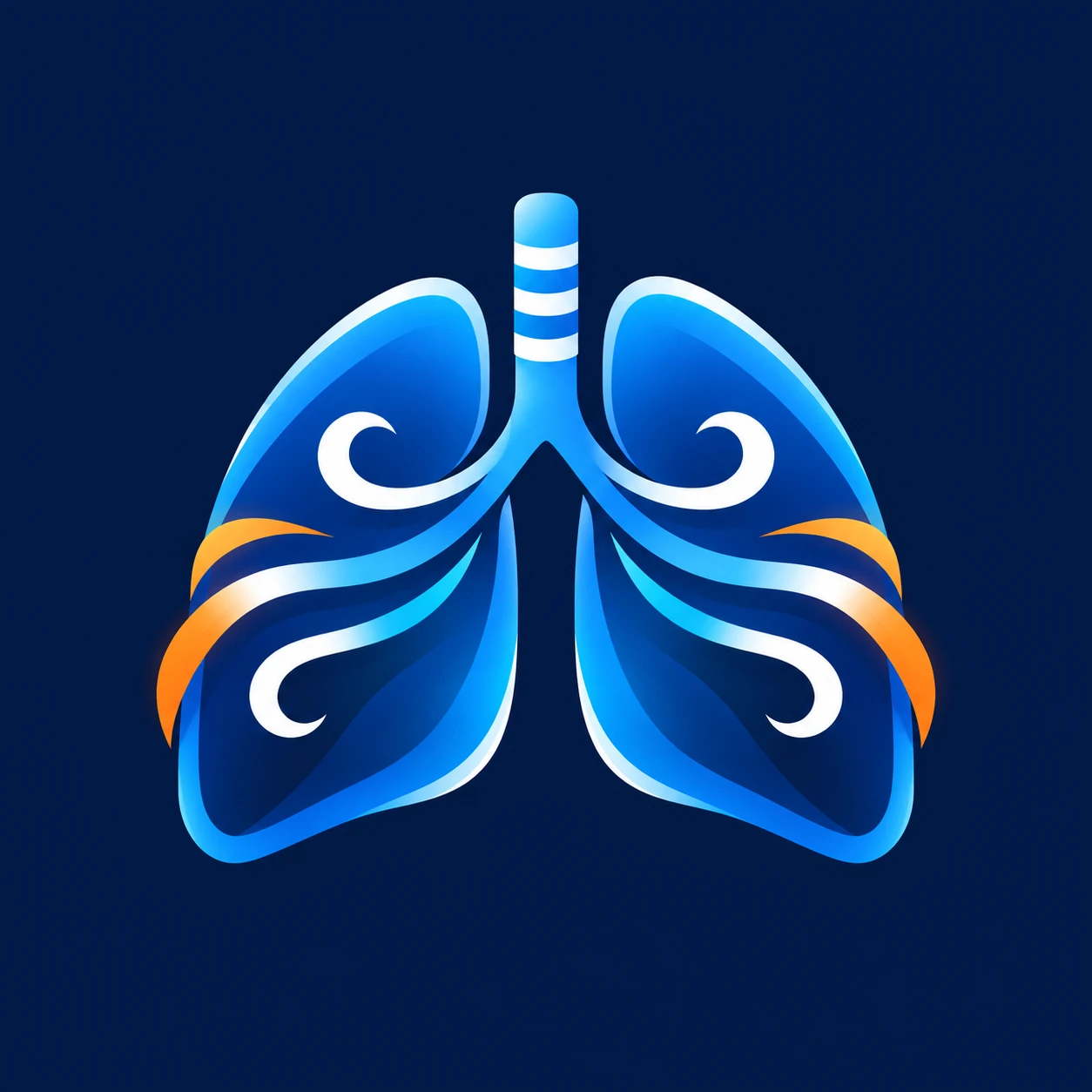 Icono de calma y respiración en azul y naranja