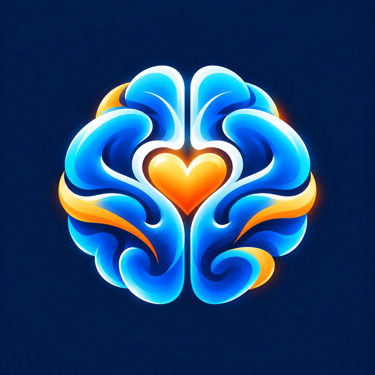 Icono de gestión emocional en azul y naranja