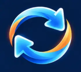 Icono de recuperación tras el error en azul y naranja