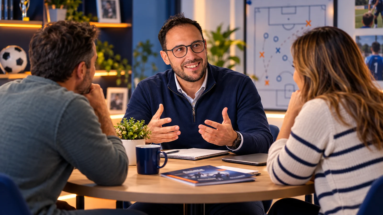 Jordi González realizando una mentoría con padres de un joven deportista